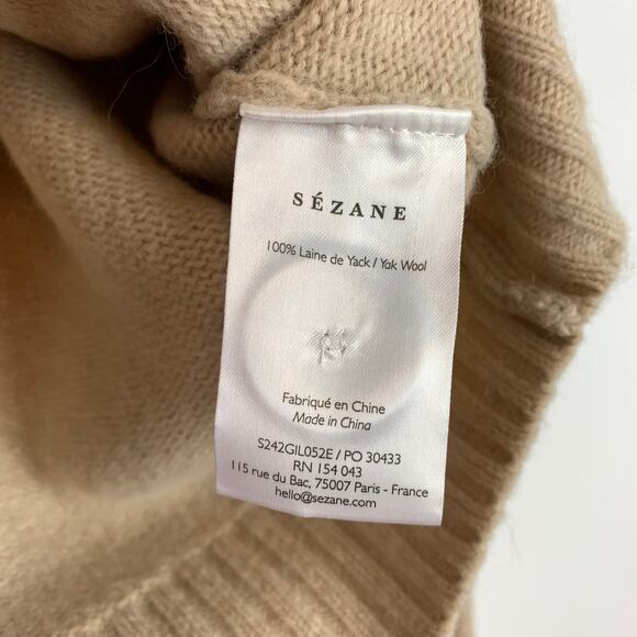 Sezane Jady Oversized 100% Yak Wool Cardigan Jumper Sweater Natural Medium - Picture 6 of 7